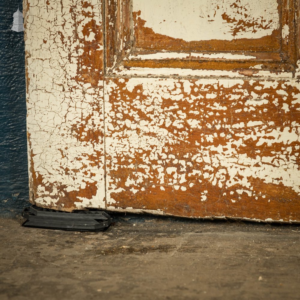 Half Glazed Door, 3 Moulded Pine Panel Distressed Crackled Paint