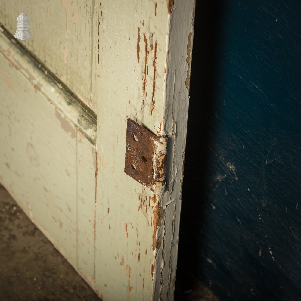 Six Panel Door, Green and White Distressed Paint