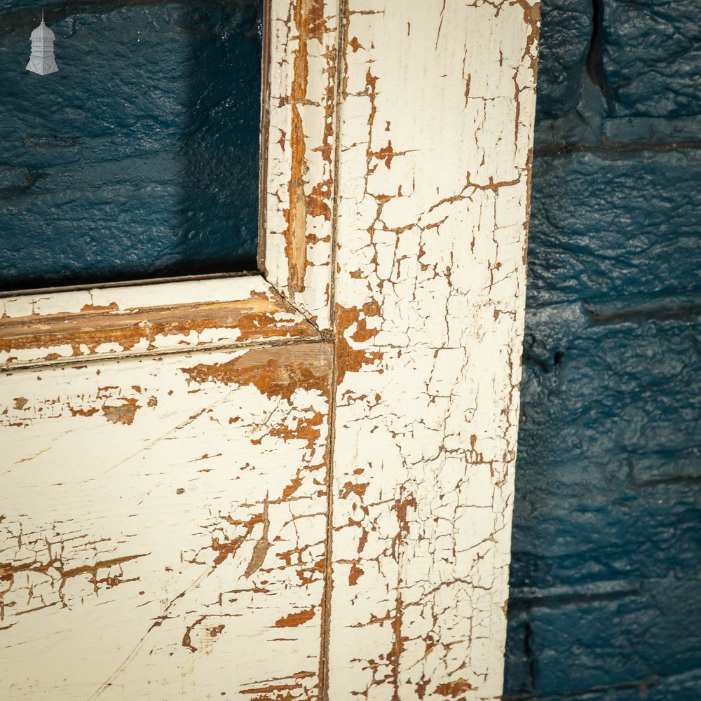 Half Glazed Door, 3 Moulded Pine Panel Distressed Crackled Paint