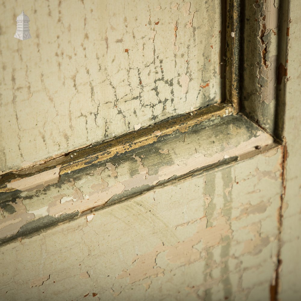 Six Panel Door, Green and White Distressed Paint