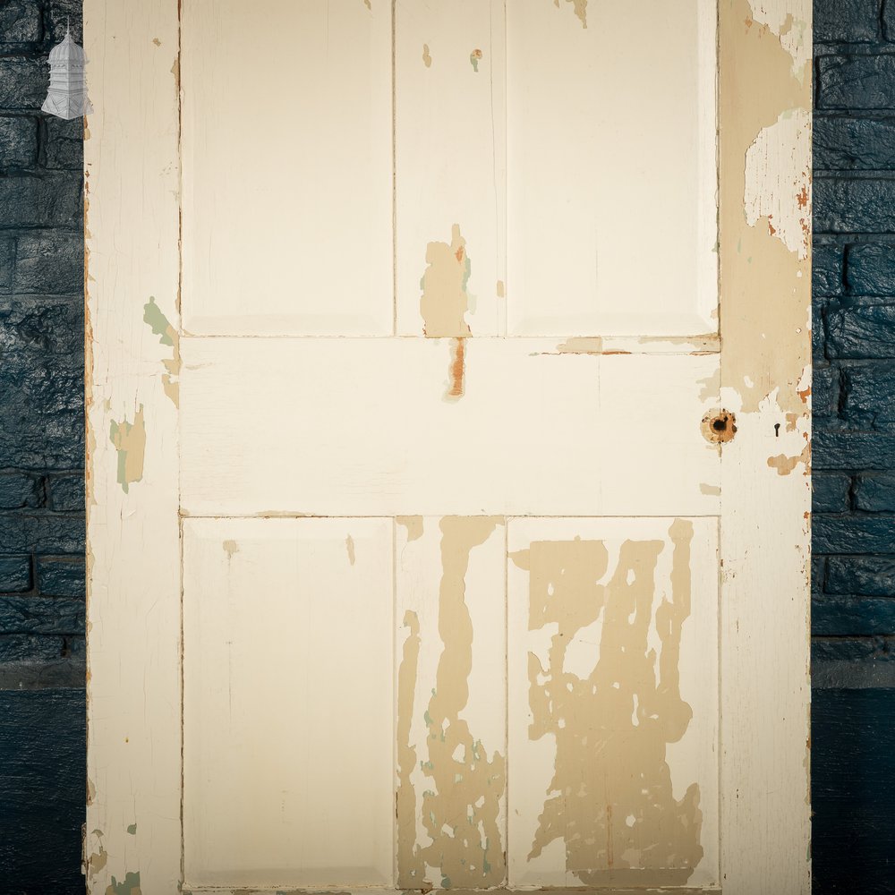 Six Panel Door, Green and White Distressed Paint