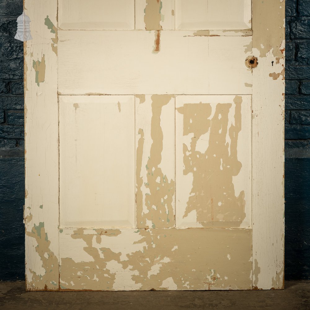 Six Panel Door, Green and White Distressed Paint