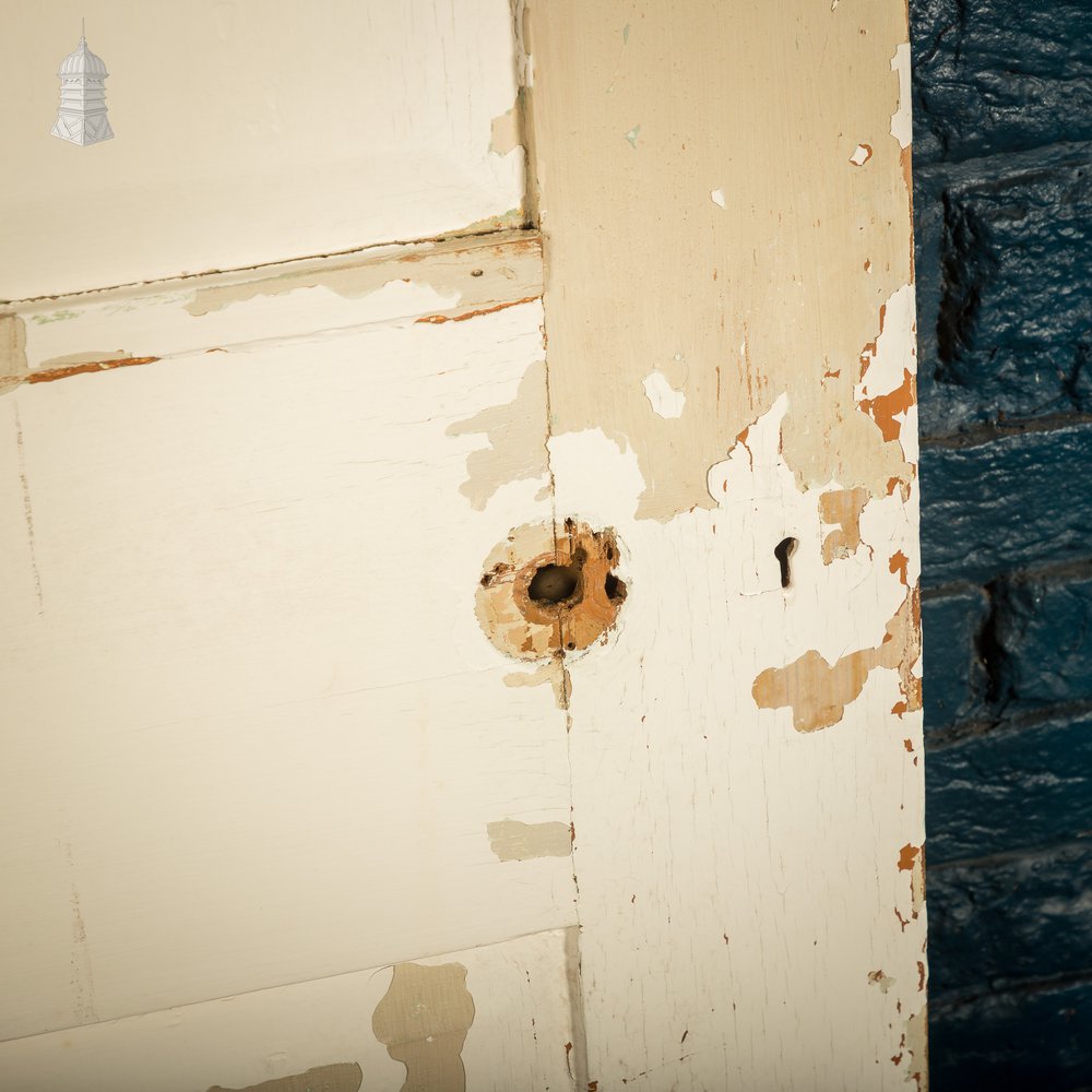 Six Panel Door, Green and White Distressed Paint