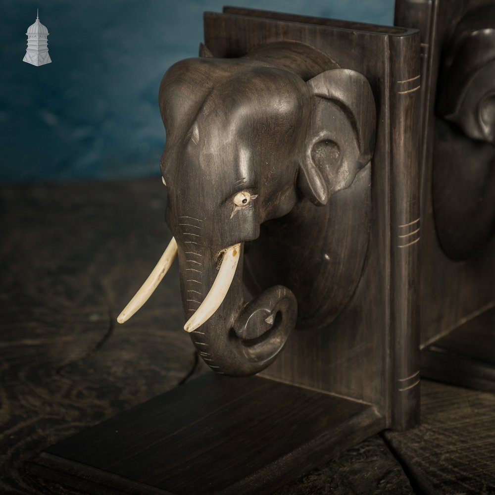 Elephant Head Bookends, Pair