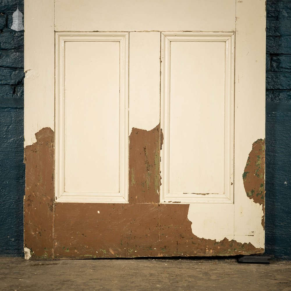 Half Glazed Door, 3 Moulded Pine Panel Distressed Crackled Paint