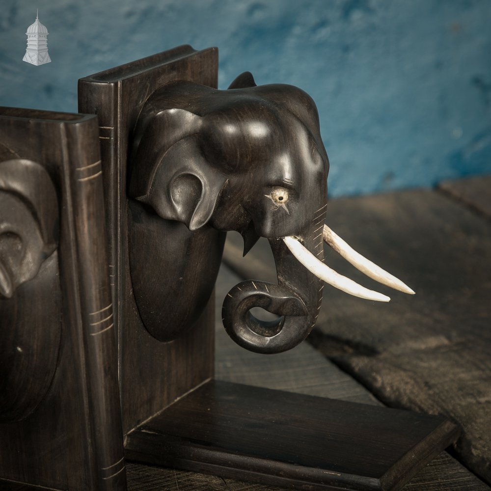 Elephant Head Bookends, Pair