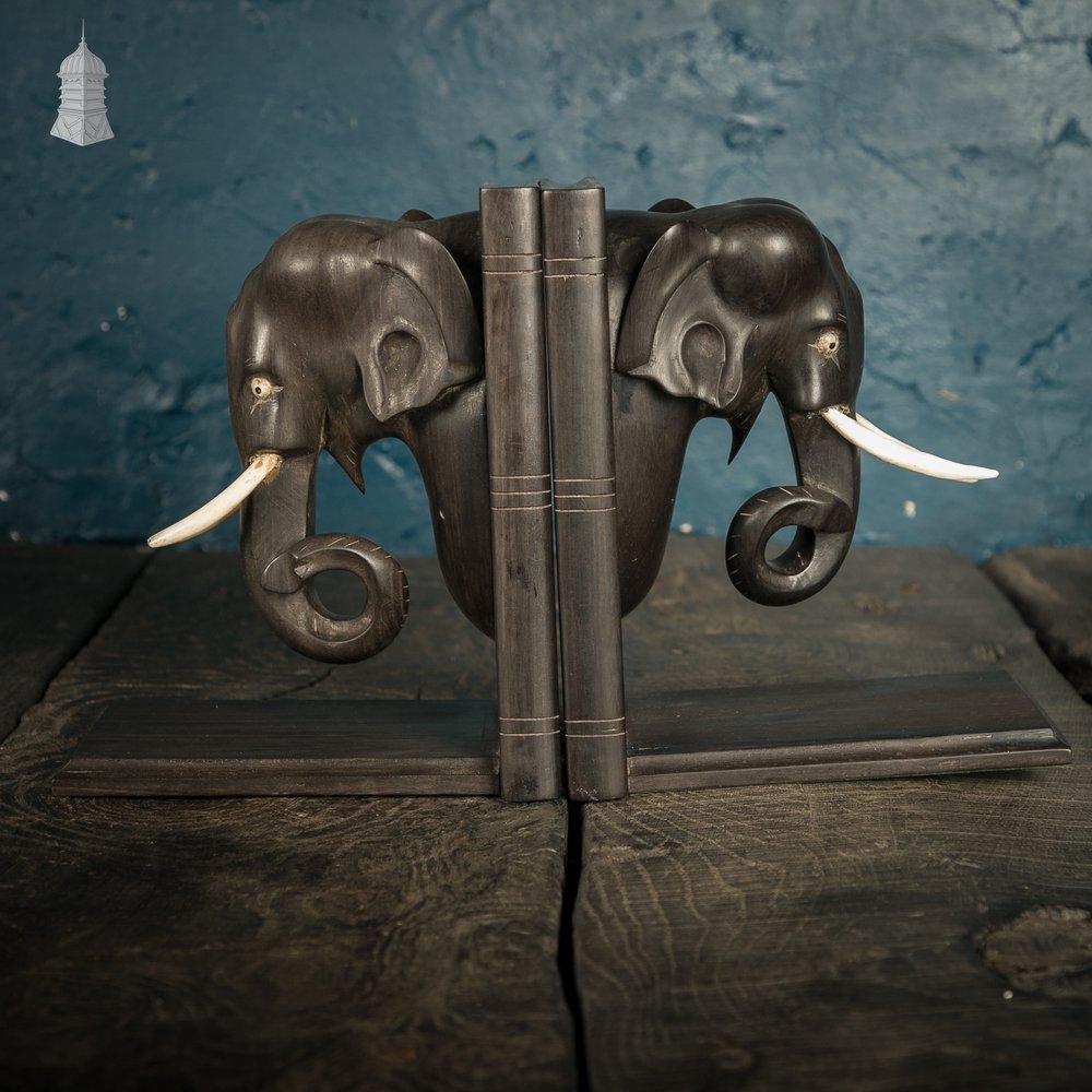 Elephant Head Bookends, Pair