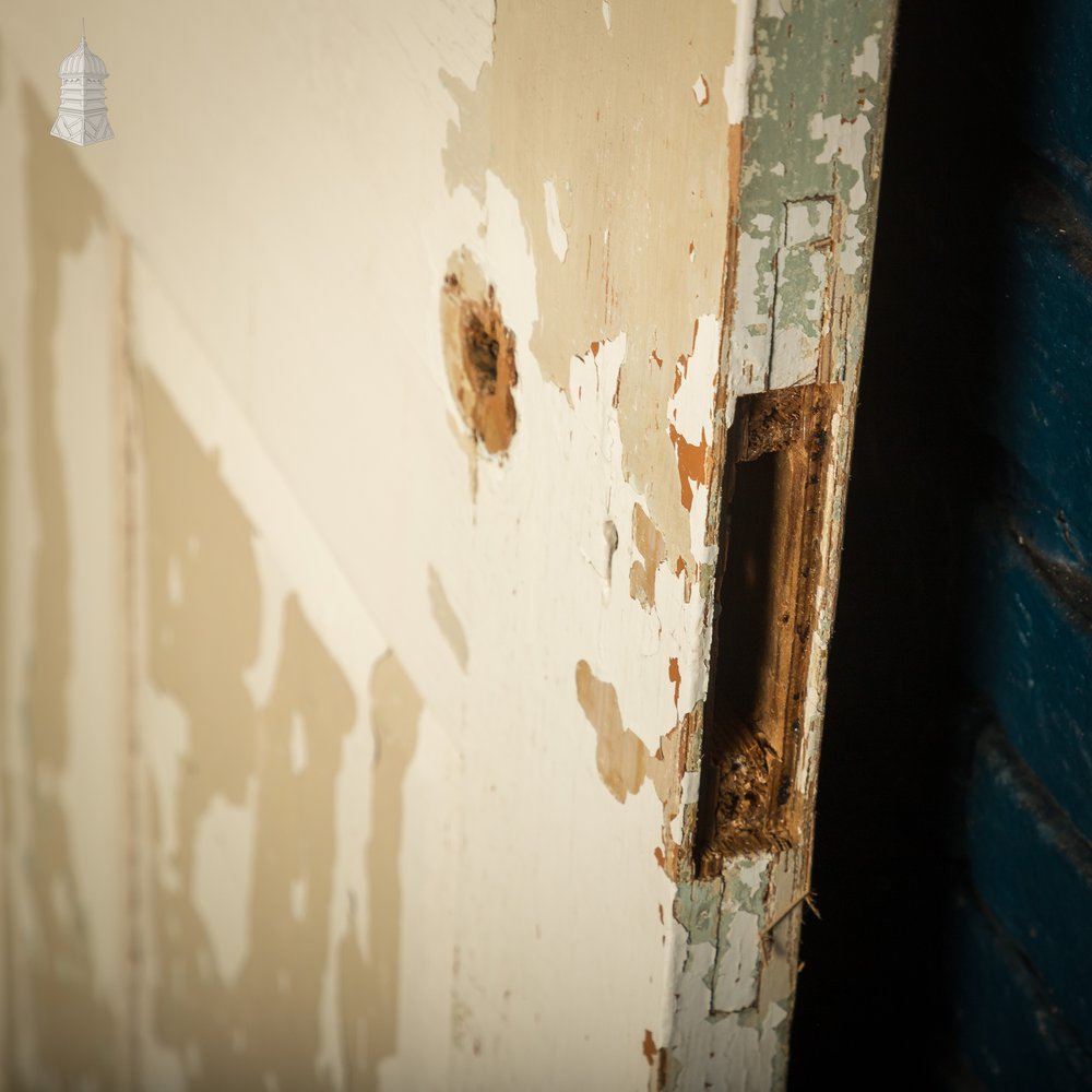 Six Panel Door, Green and White Distressed Paint