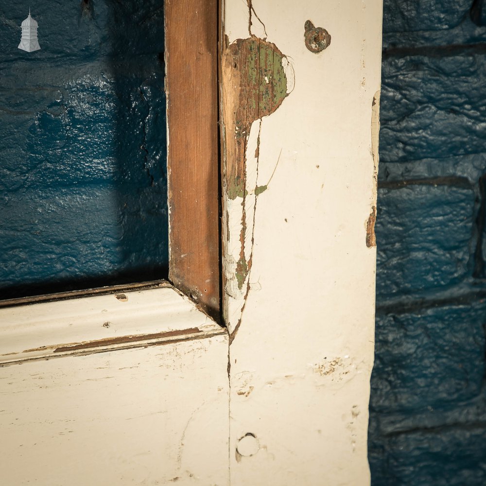 Half Glazed Door, 3 Moulded Pine Panel Distressed Crackled Paint