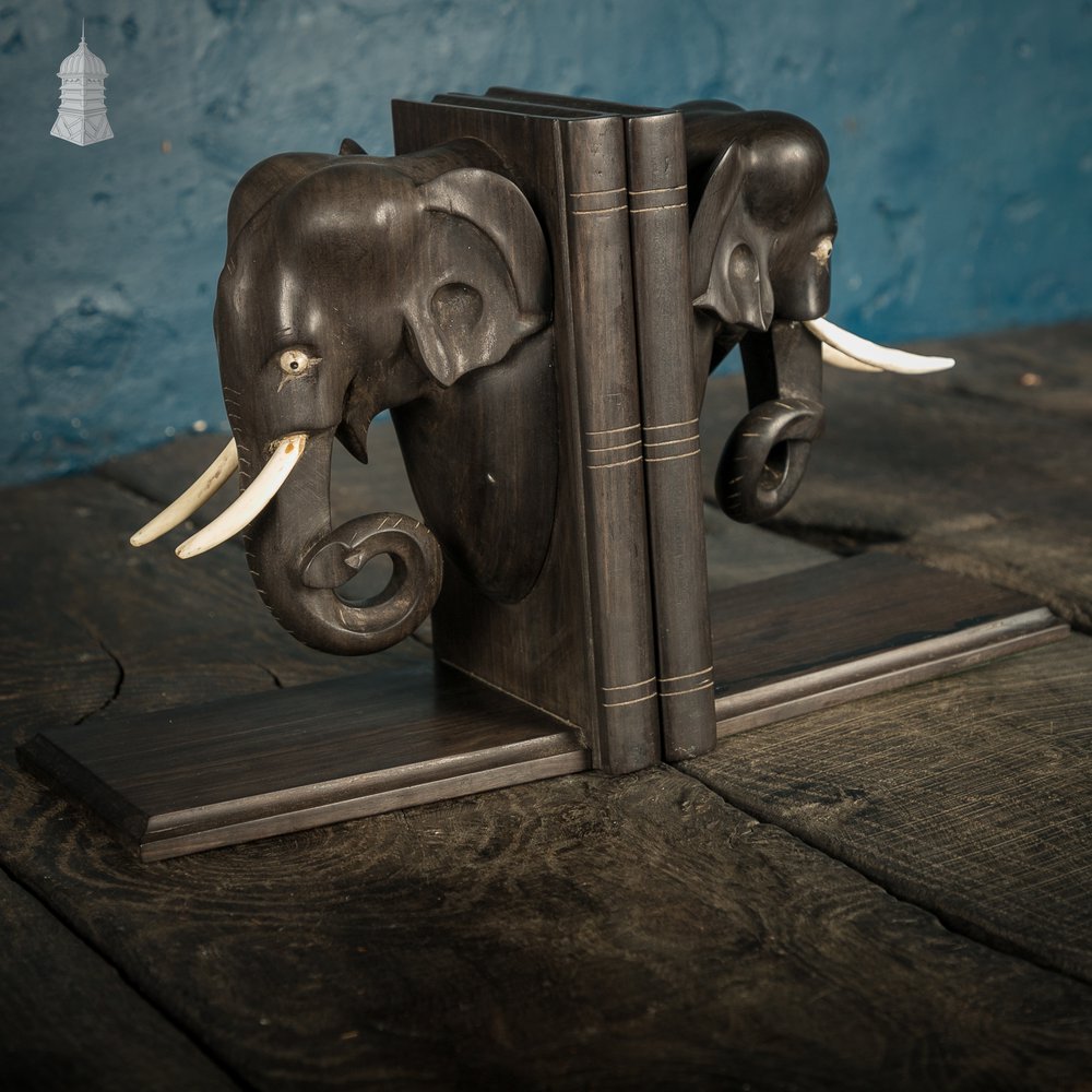 Elephant Head Bookends, Pair