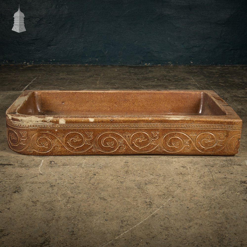 Georgian Sink, Salt Glazed Left hand return with Decorative Floral Pattern