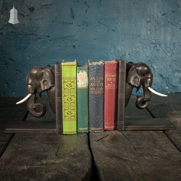 Elephant Head Bookends, Pair