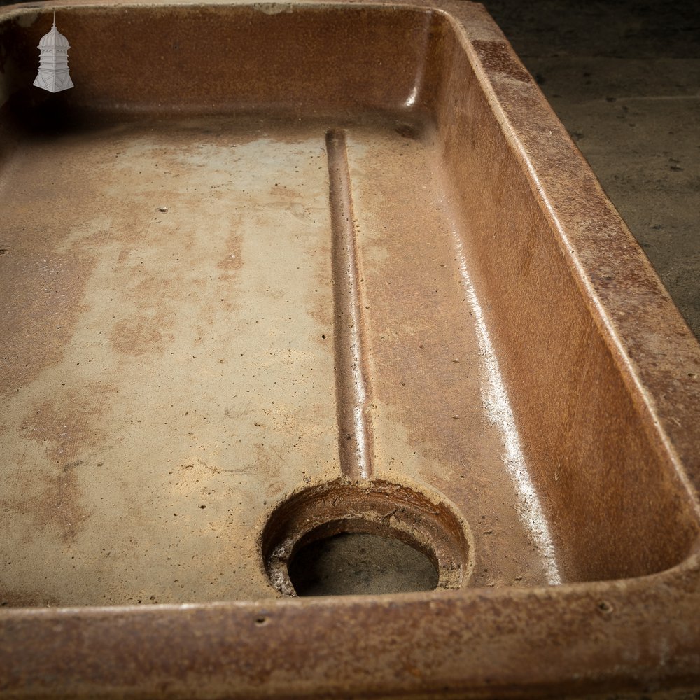 Georgian Sink, Salt Glazed Left hand return with Decorative Floral Pattern