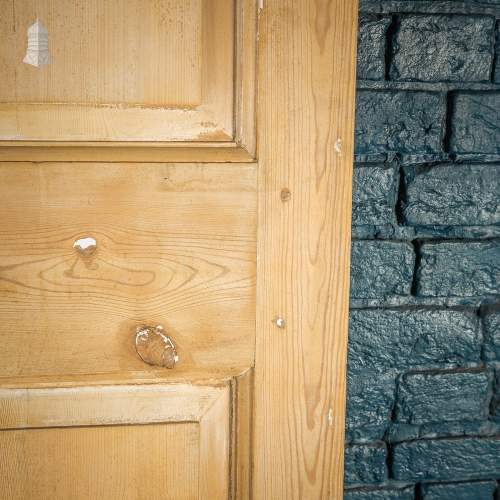 Panelled Internal Door, 8ft Tall, 19th C, Pine