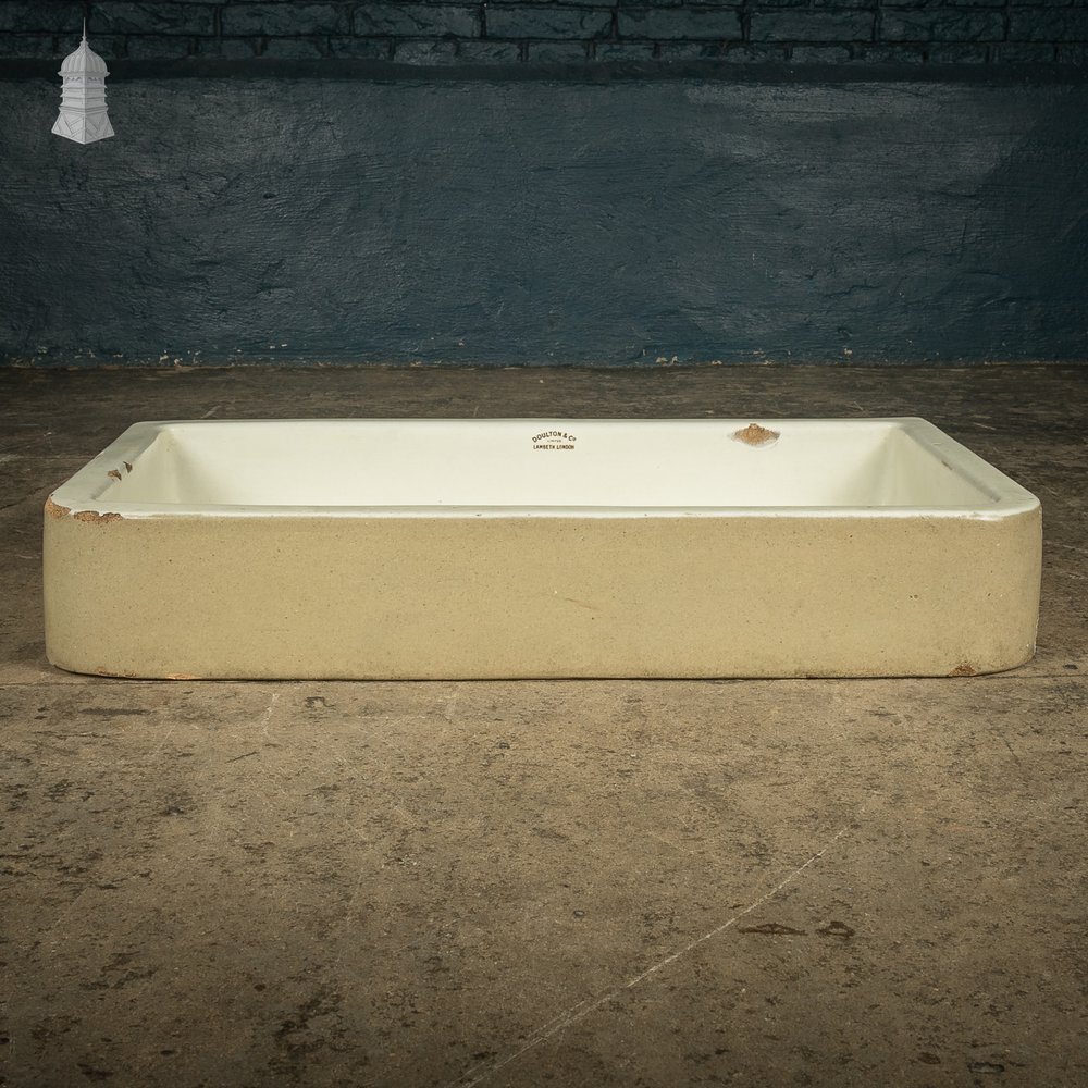 Doulton & Co Trough Sink, Shallow Cane and White Double Return