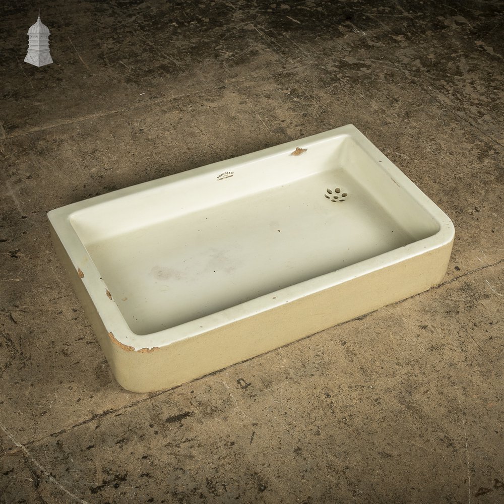 Doulton & Co Trough Sink, Shallow Cane and White Double Return