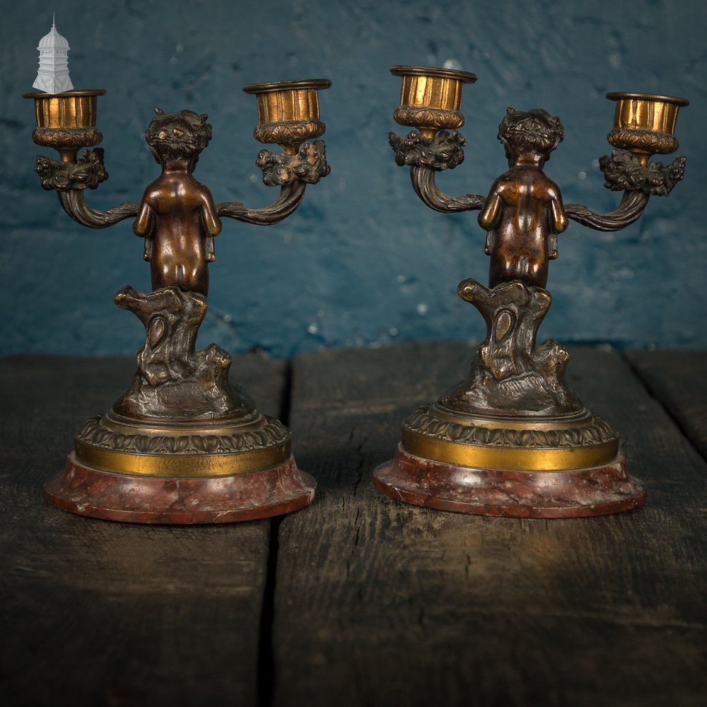 Cupid Candle Holders, Pair