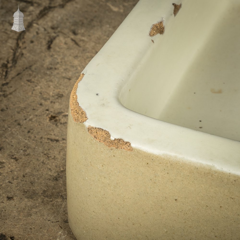 Doulton & Co Trough Sink, Shallow Cane and White Double Return