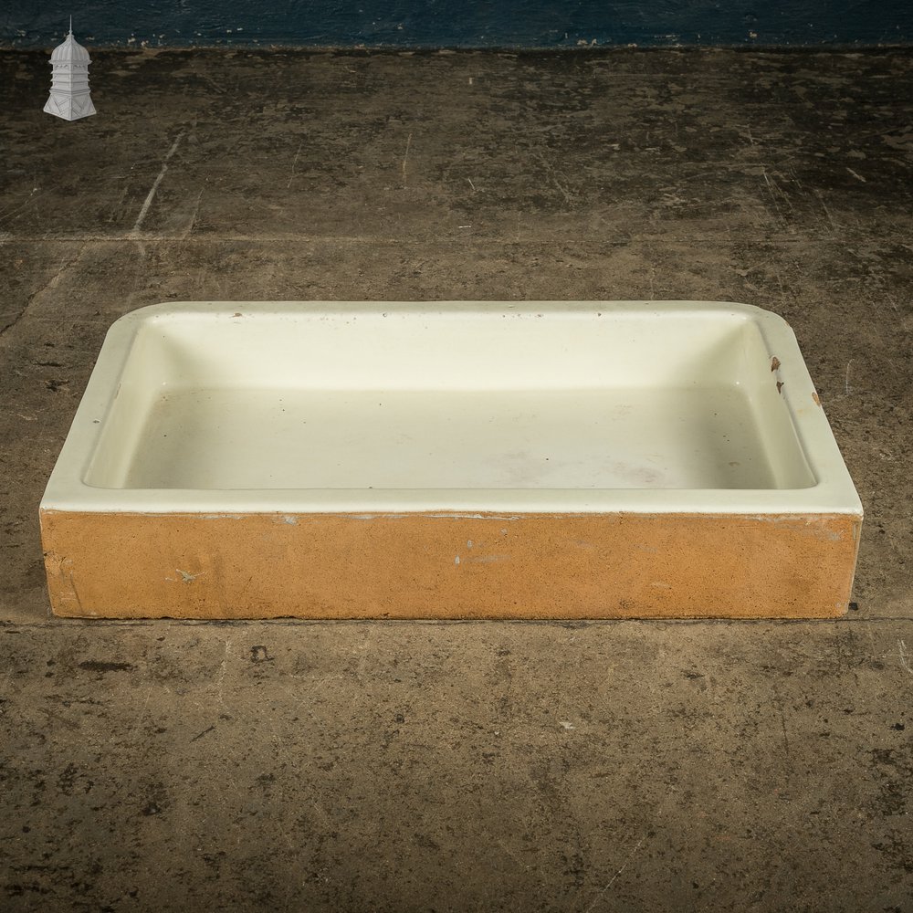 Doulton & Co Trough Sink, Shallow Cane and White Double Return