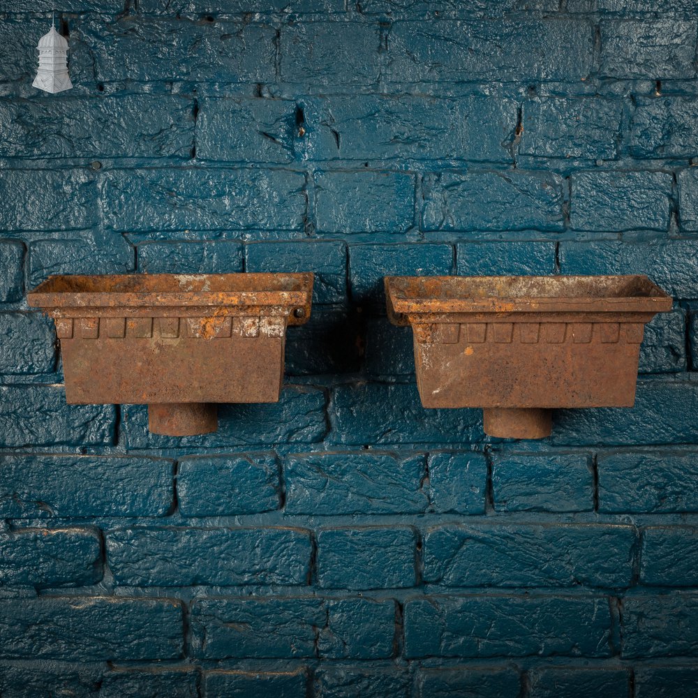 Rain Water Heads, Pair of Hoppers with Dentil Detail