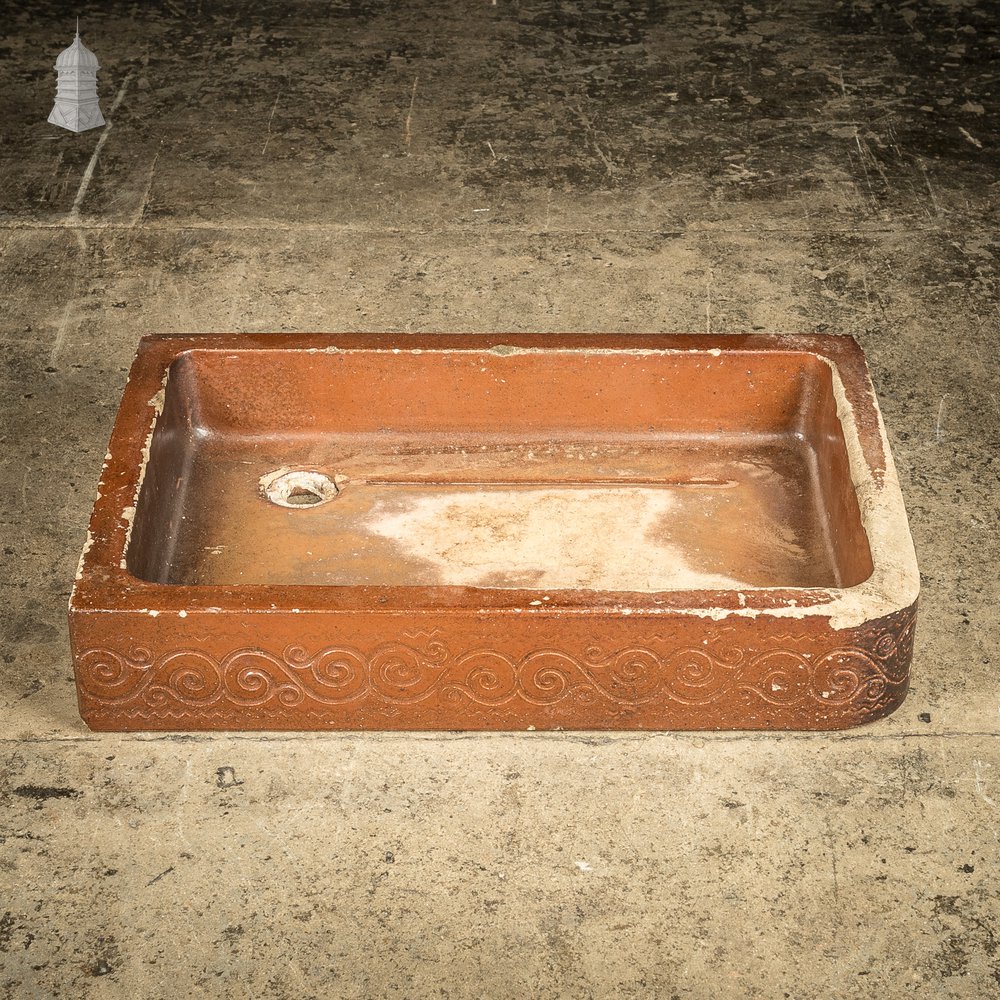 Georgian Sink, Salt Glazed Right hand return with Decorative Floral Pattern