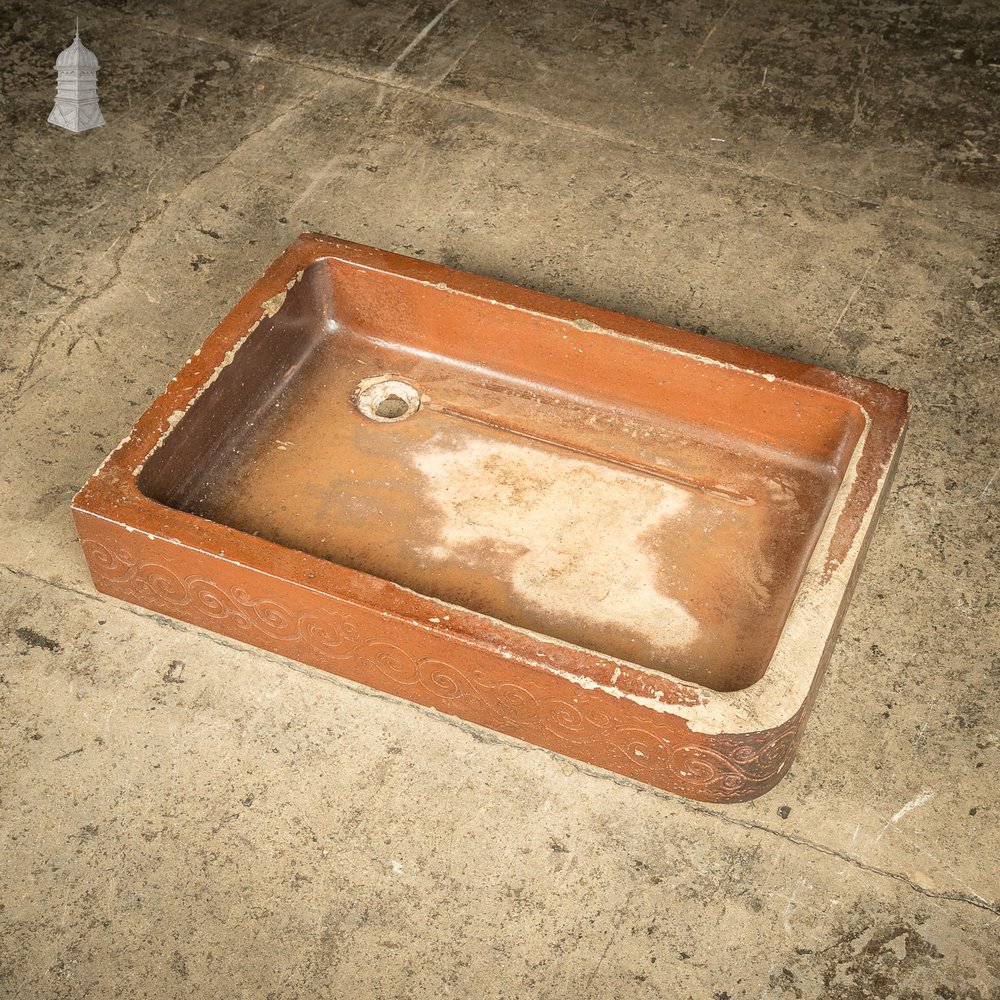 Georgian Sink, Salt Glazed Right hand return with Decorative Floral Pattern