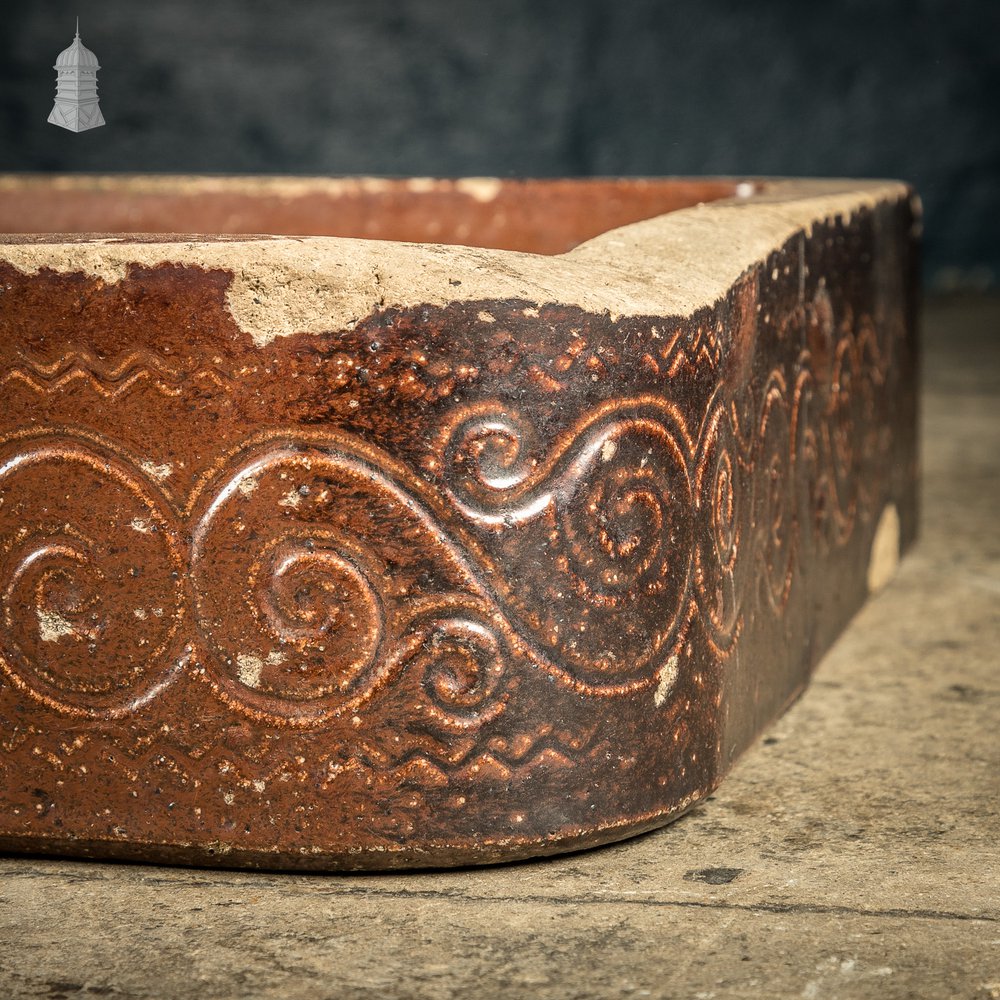 Georgian Sink, Salt Glazed Right hand return with Decorative Floral Pattern