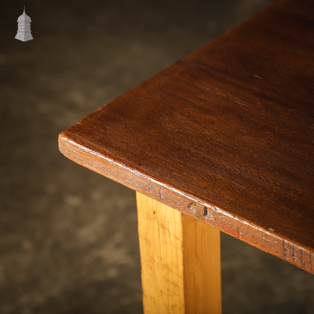 Small Mid Century Oak and Iroko School Science Lab Bench Table