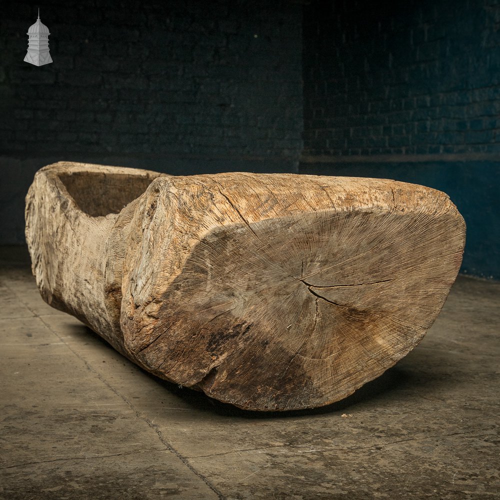 Ancient Oak Trough, Hand Carved, Believed to be English, Salvaged from a North Norfolk Pub