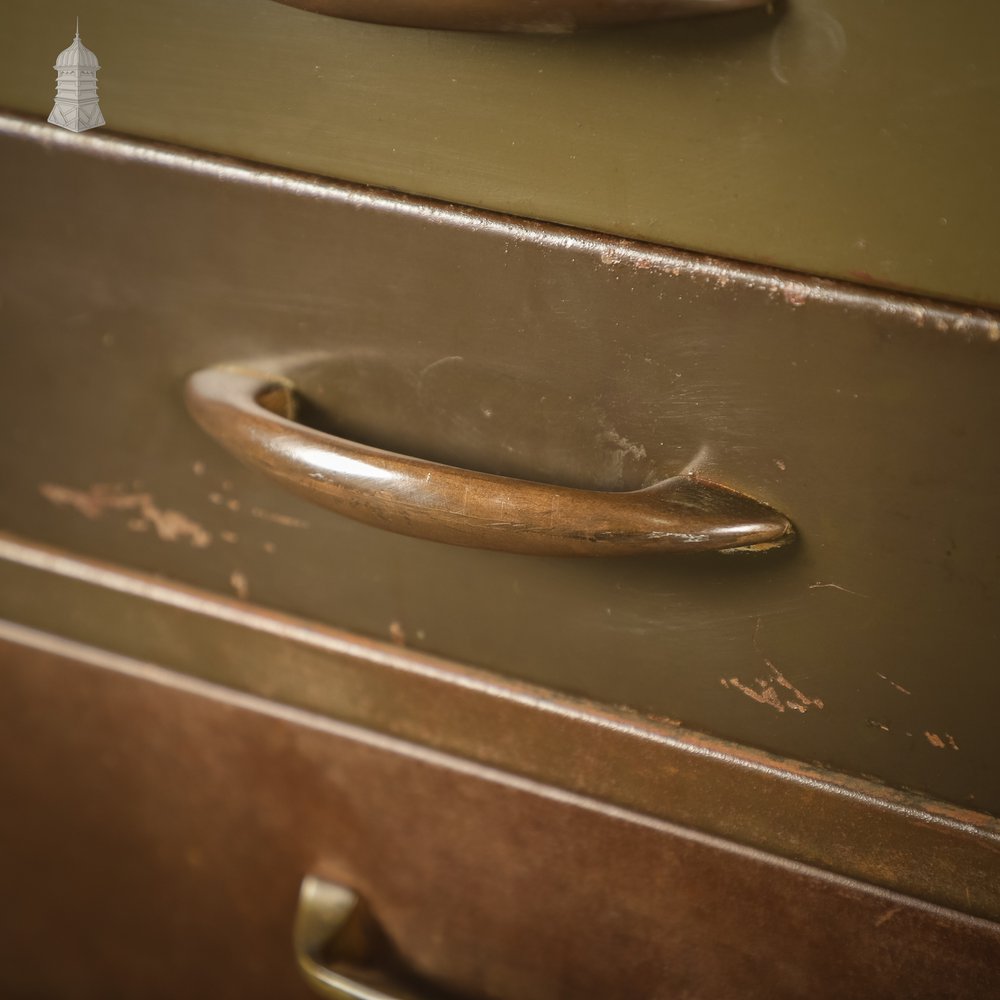 1920s Green Painted Steel 4 Drawer Plans Cabinet