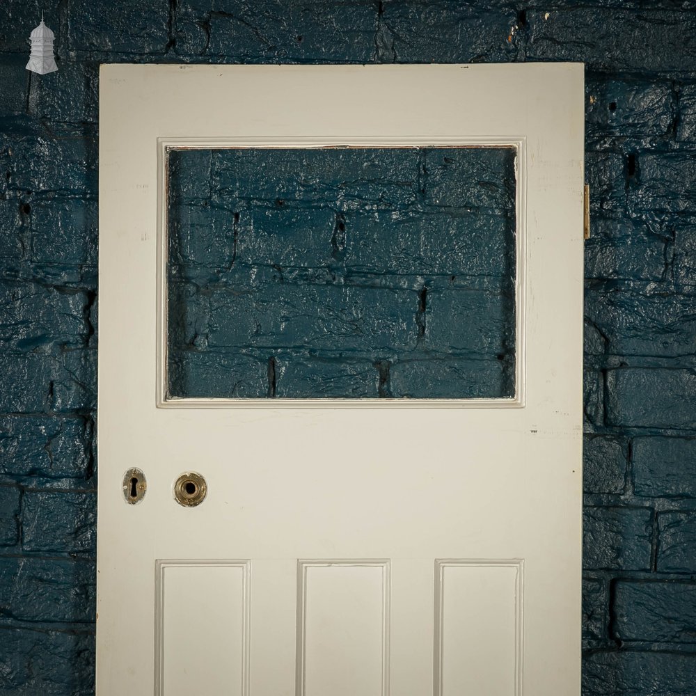 Half Glazed Door, 4 Panel White Painted