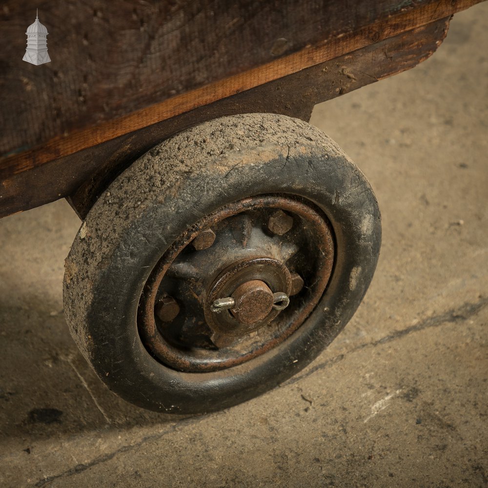 Wheeled Box Trolley, Bygone Industrial Hardwood Cart