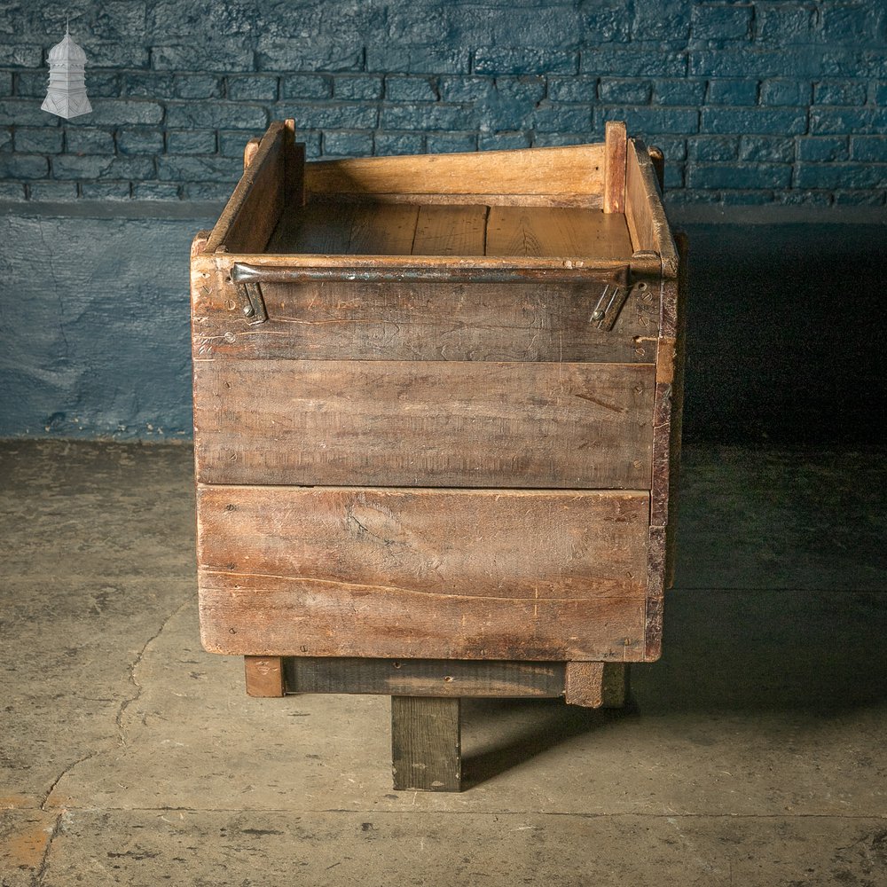 Wheeled Box Trolley, Bygone Industrial Hardwood Cart