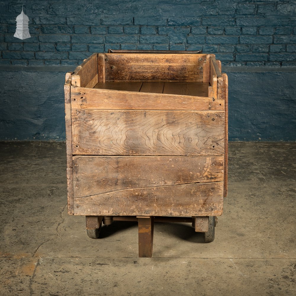 Wheeled Box Trolley, Bygone Industrial Hardwood Cart