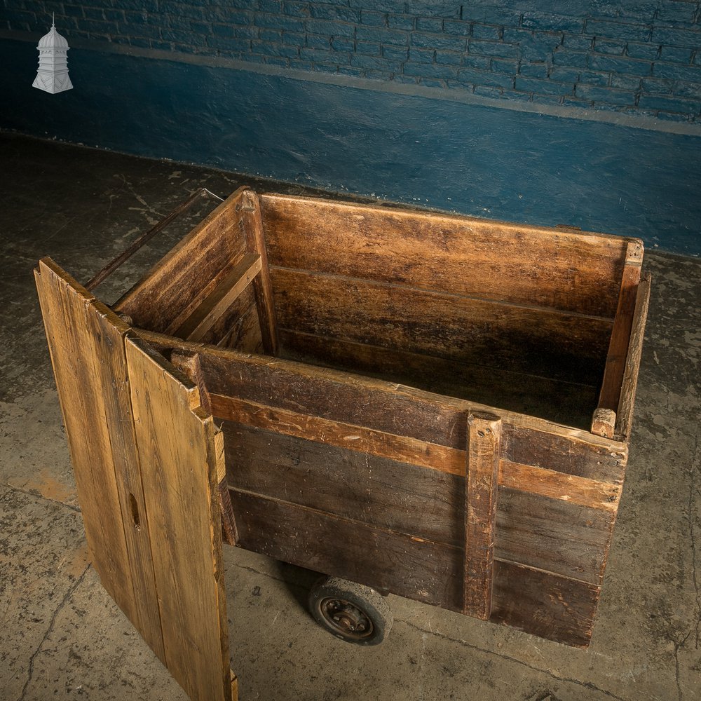 Wheeled Box Trolley, Bygone Industrial Hardwood Cart