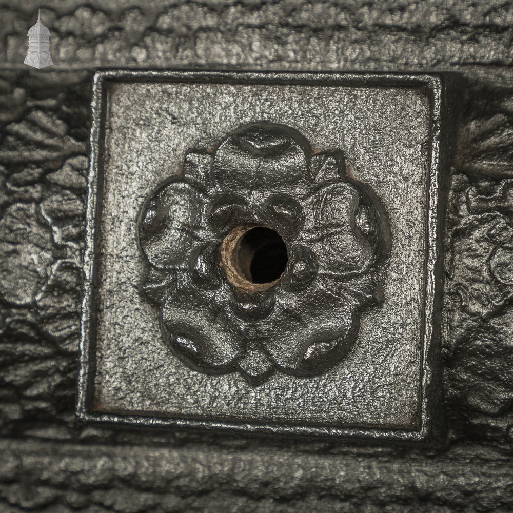 Decorative Fireplace Surround, 18th C Cast Iron Insert with Rose Detail