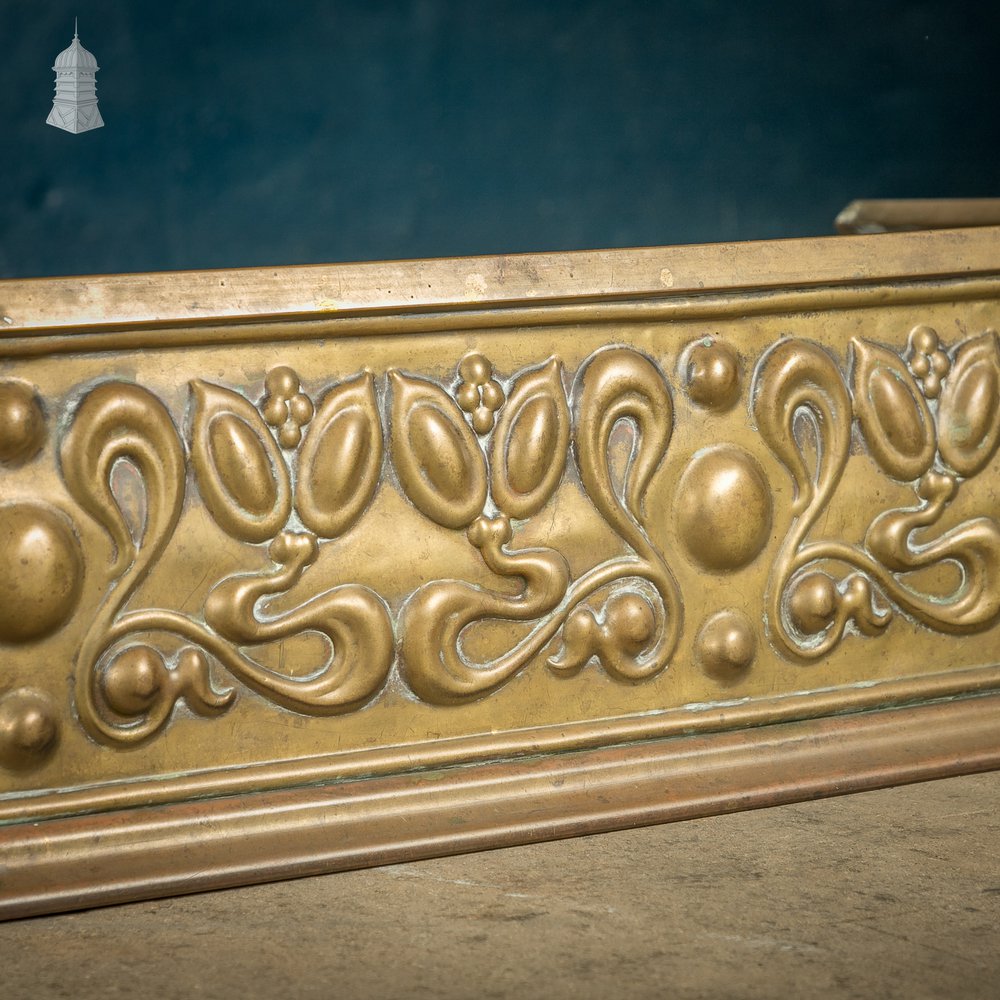 Brass Fireplace Fender, Art Nouveau