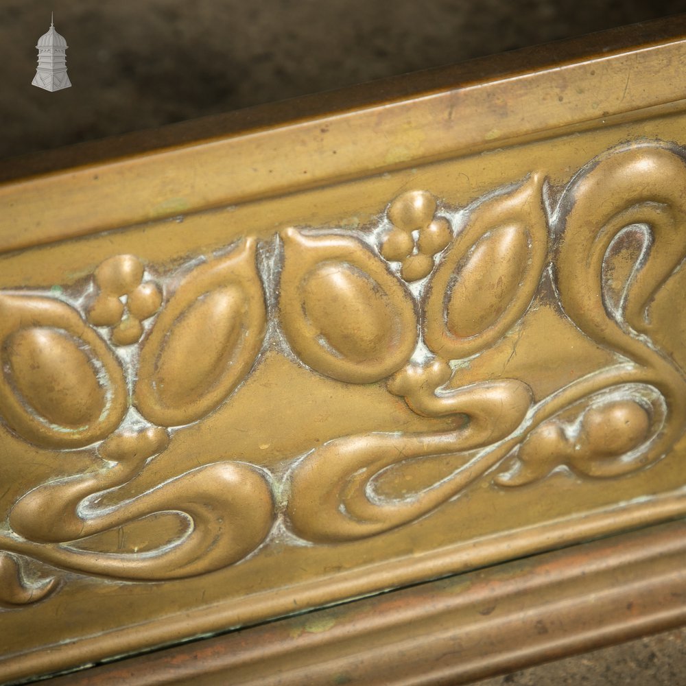 Brass Fireplace Fender, Art Nouveau