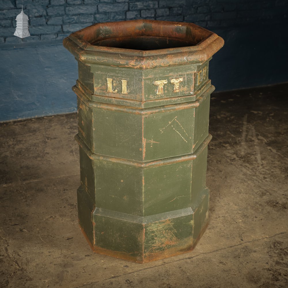 Green Painted Norwich City Council Cast Iron Litter Bin with ECC Foundry Mark