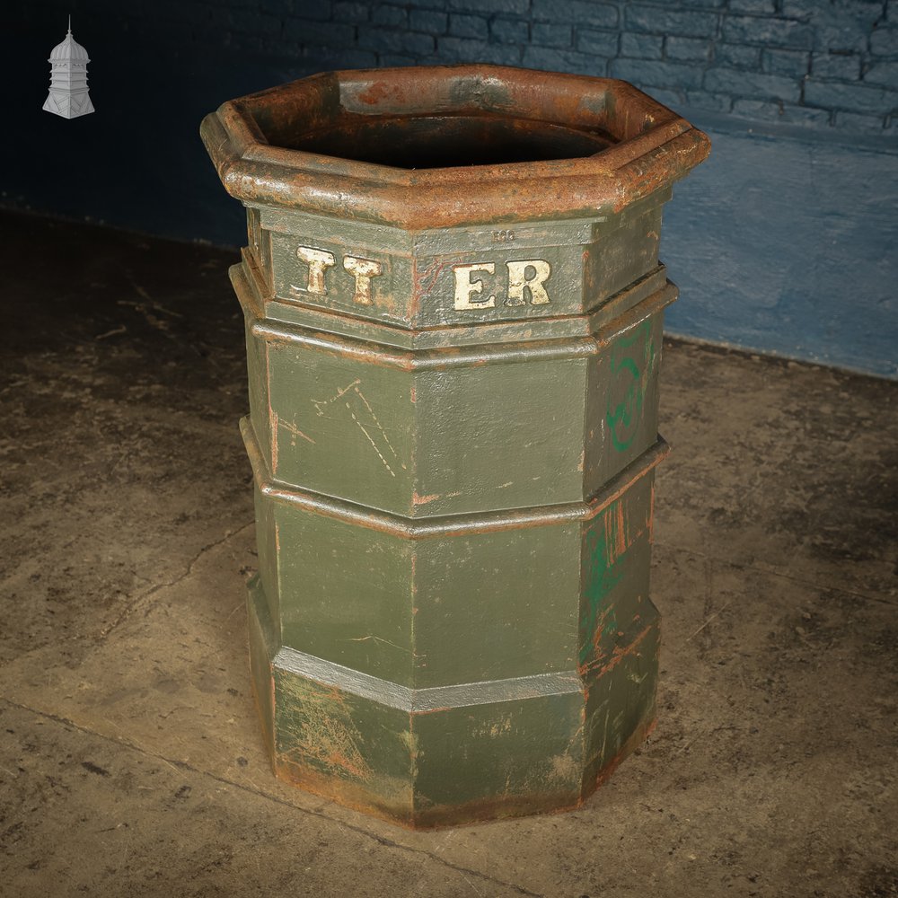 Green Painted Norwich City Council Cast Iron Litter Bin with ECC Foundry Mark