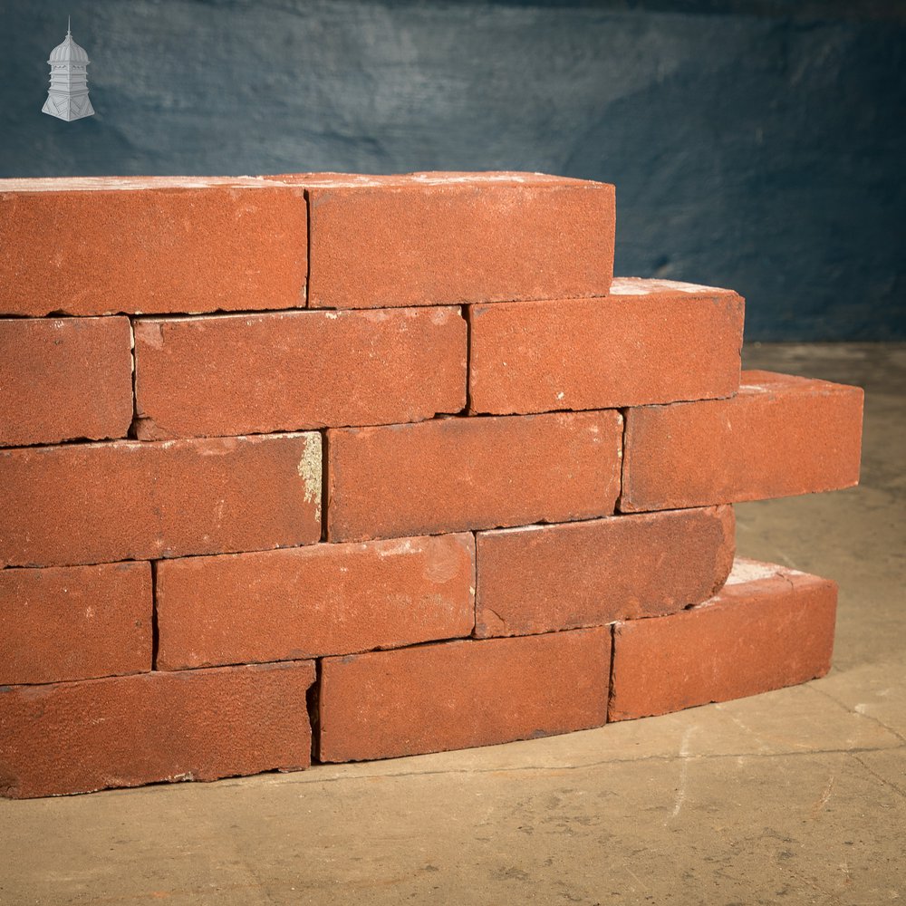 Curved Red Bricks, Batch of 58 Reclaimed Bricks