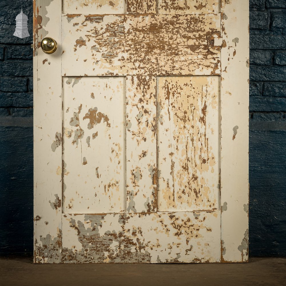 6 Panel Door, Distressed White and Yellow Paint