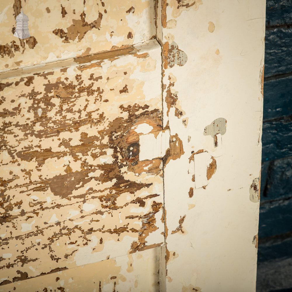 6 Panel Door, Distressed White and Yellow Paint
