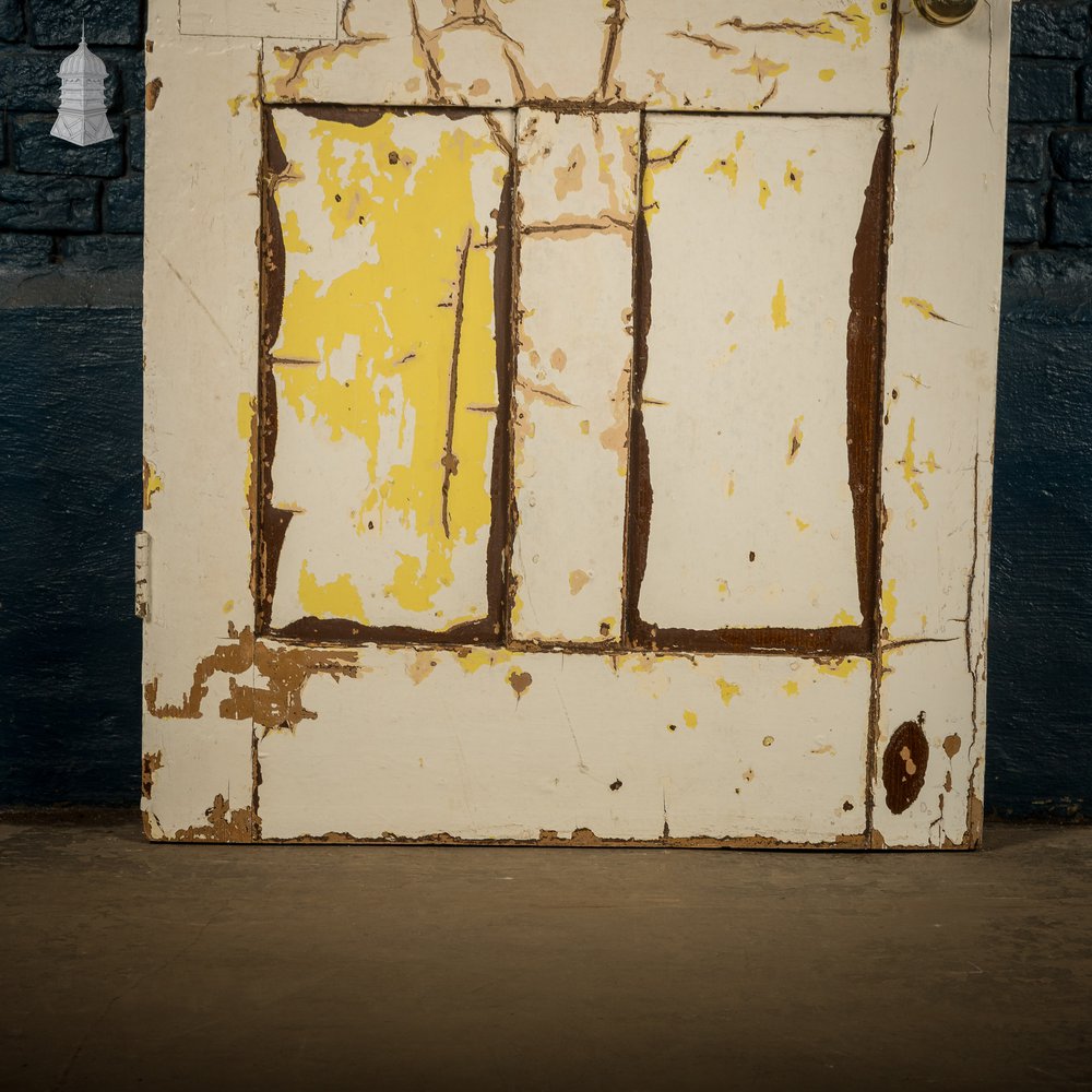 6 Panel Door, Distressed White and Yellow Paint