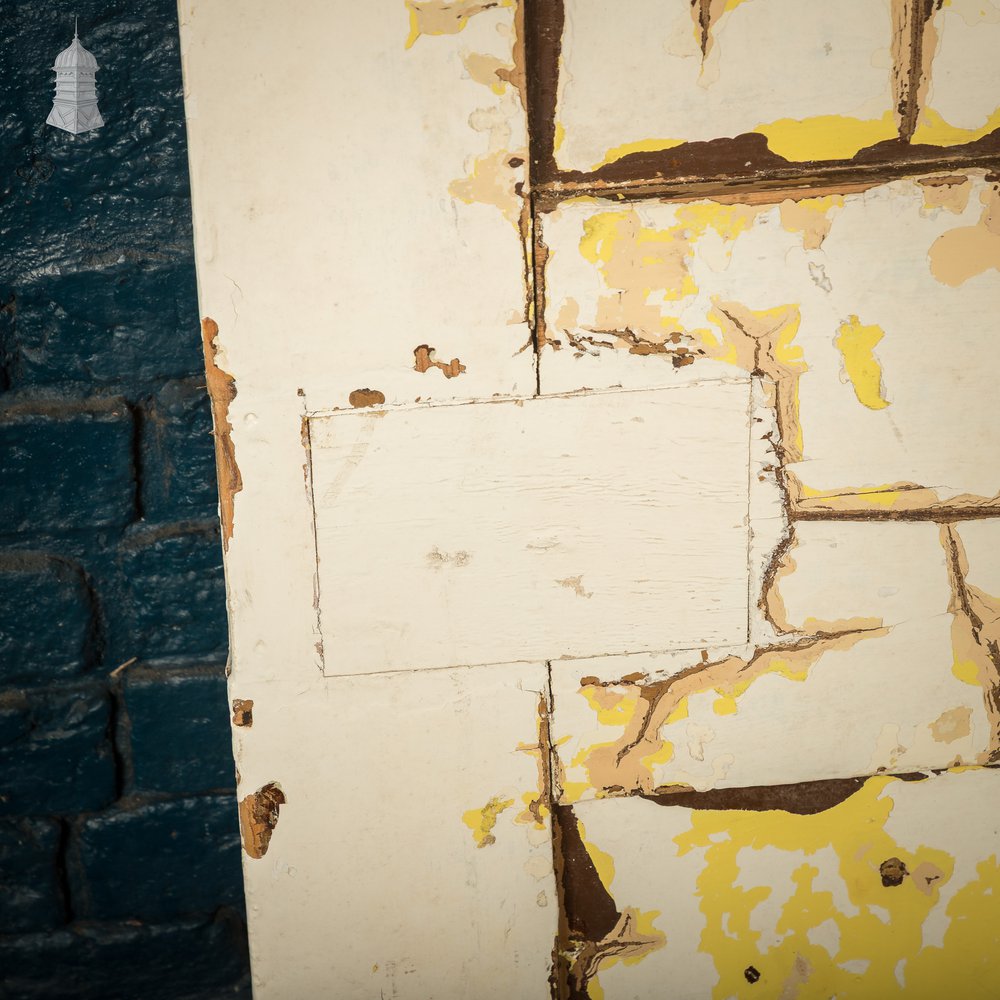 6 Panel Door, Distressed White and Yellow Paint