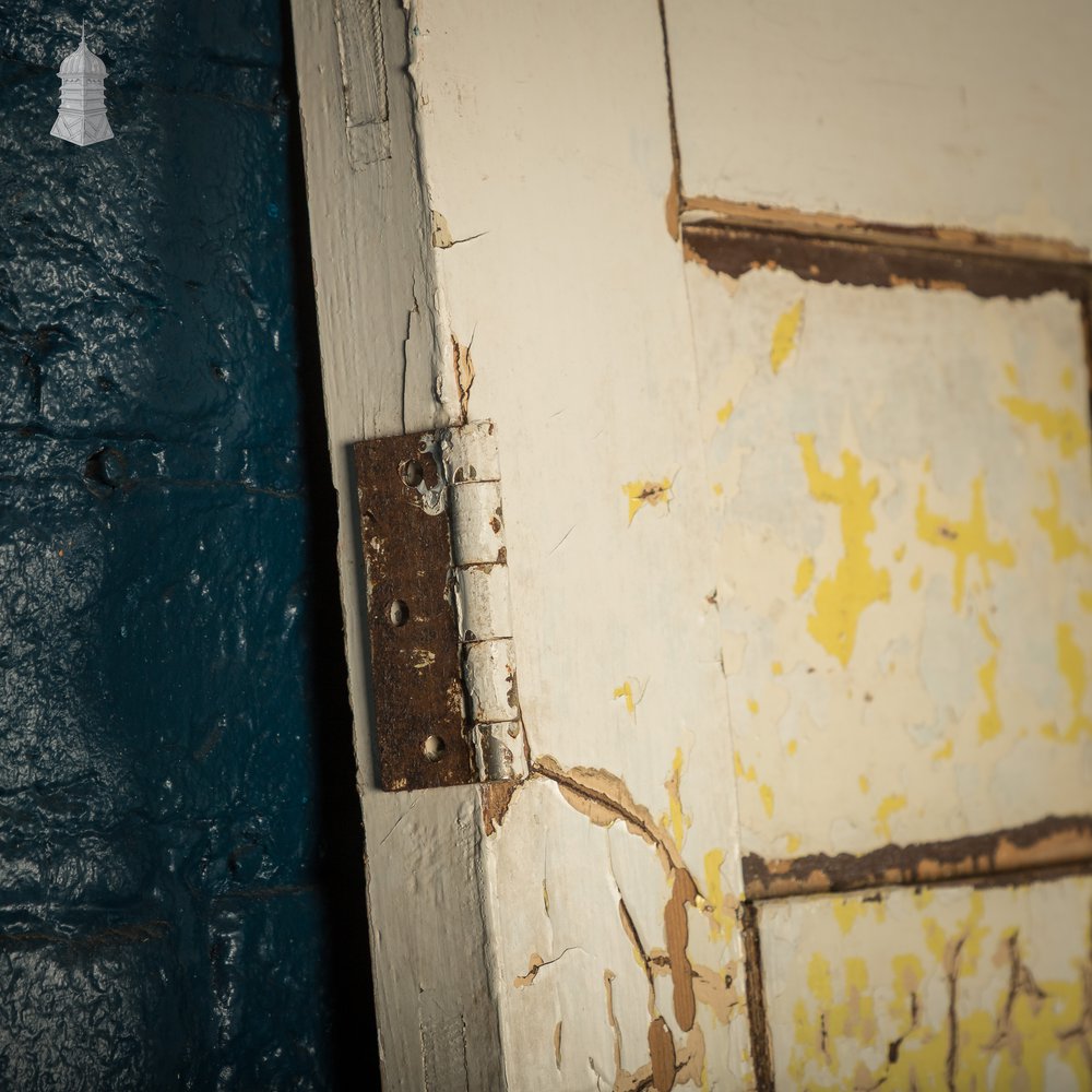 6 Panel Door, Distressed White and Yellow Paint