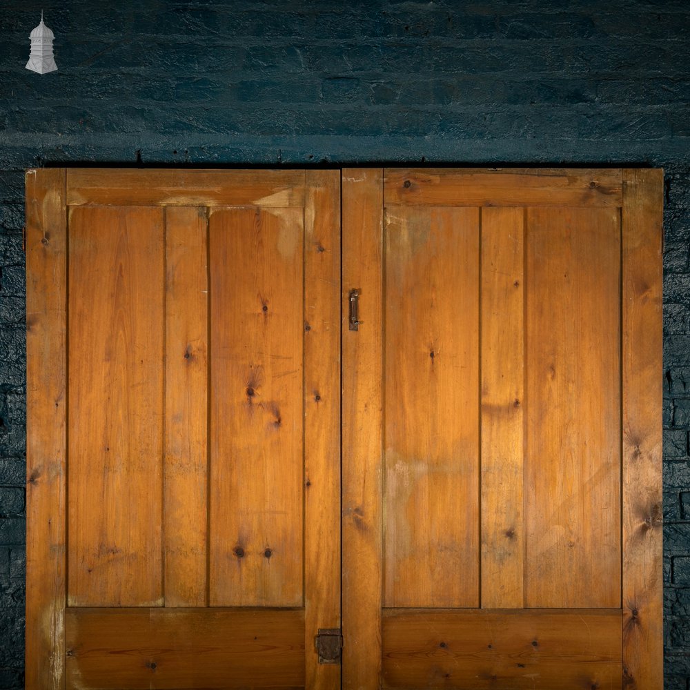 Pine Panelled Doors, 19th C, Pair of 4 Panel Doors with White Painted Finish