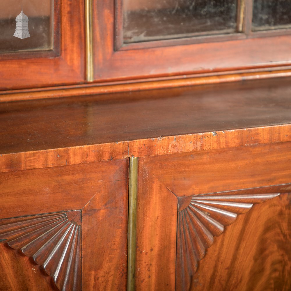 Astral Glazed Bookcase Cabinet, Regency Mahogany Arch Top