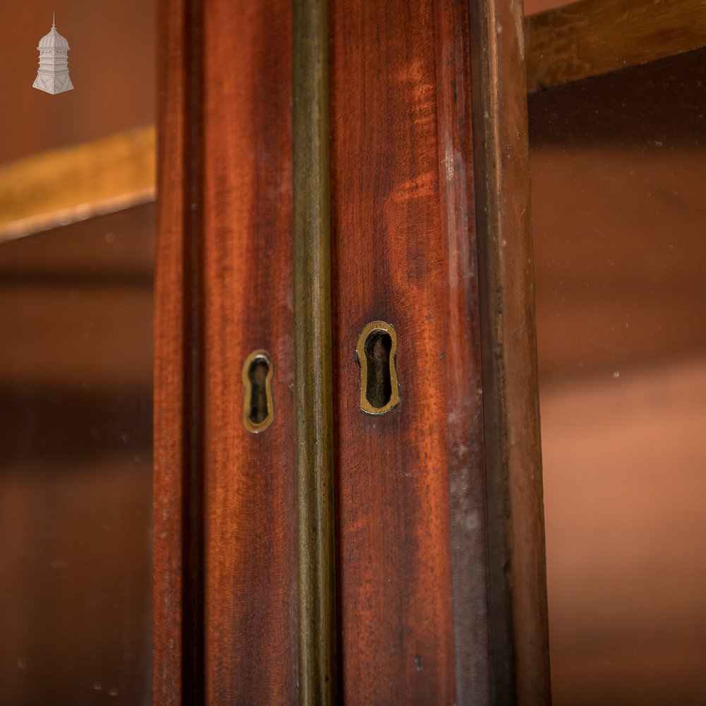 Astral Glazed Bookcase Cabinet, Regency Mahogany Arch Top