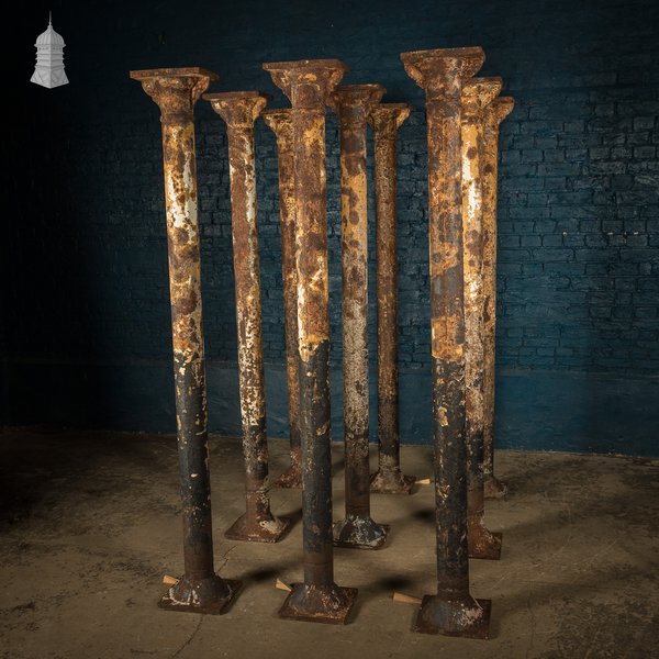 Nine Victorian Columns, Set of Cast Iron Pillars